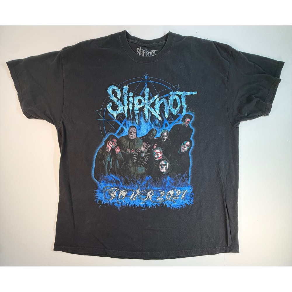 Slipknot Tour 2021 T-Shirt Mens XXL Black Blue Graphic Knotfest Roadshow Band T